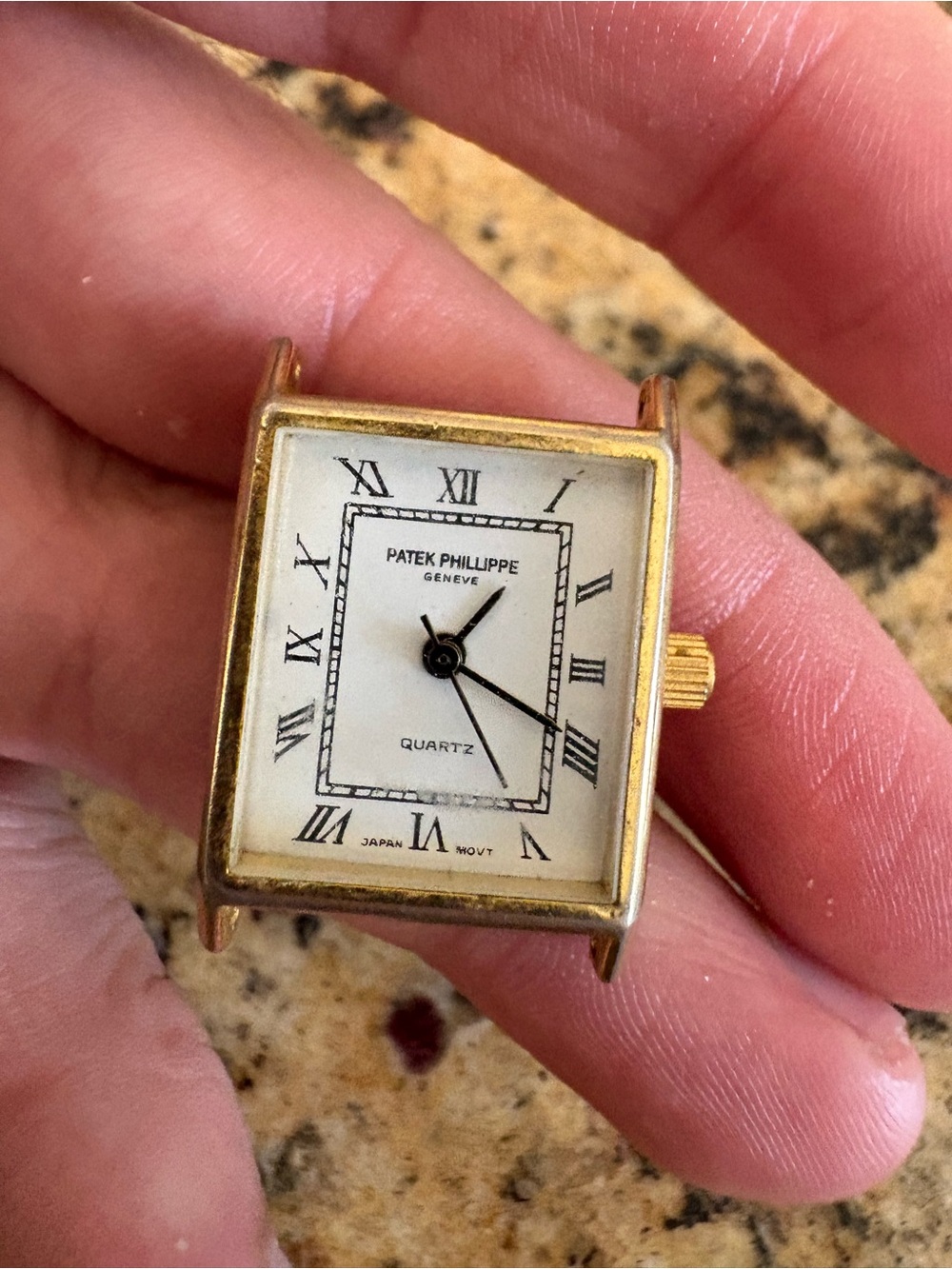 Patek  Gold and White Square Quartz Watch Head